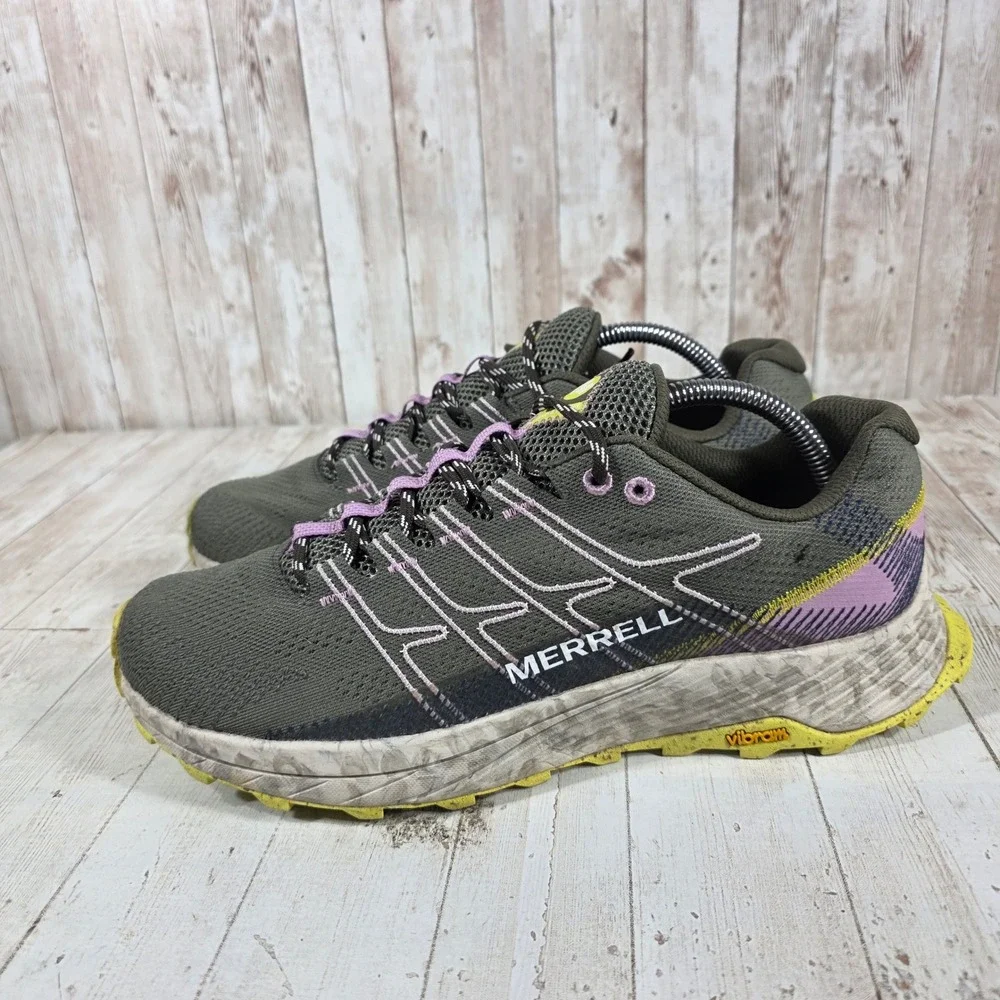 Merrell Moab Flight Womens Trail Running Shoes Olive Green Vibram Size 11